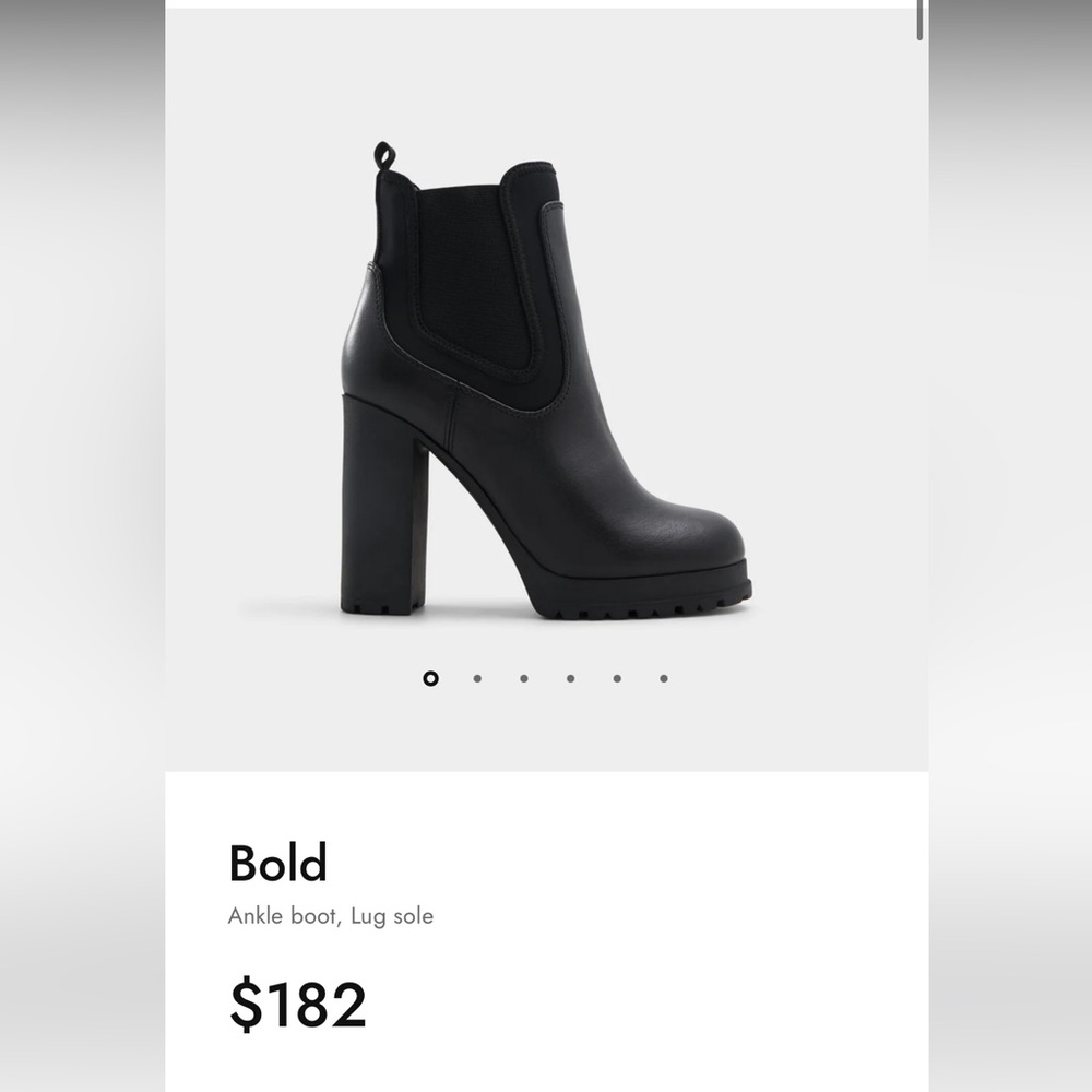 Aldo Black Leather Heel Ankle Boots